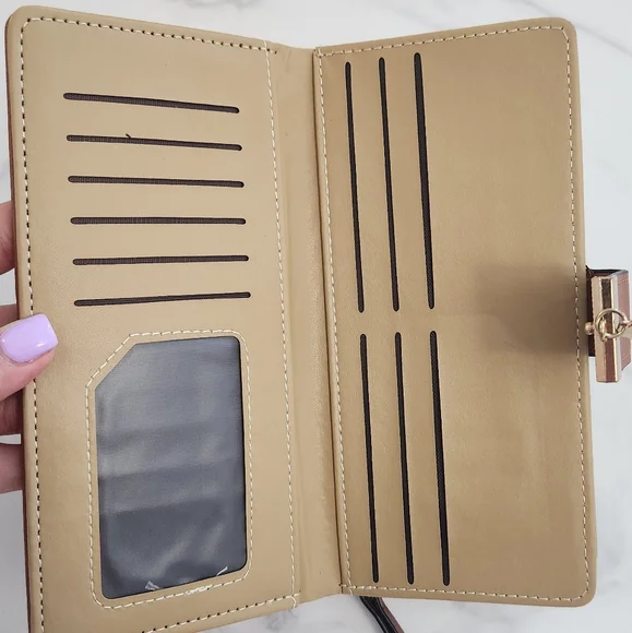 Spring & Summer Pu Leather Brown Leaf Cutout Women's Wallet - Picture 10 of 15